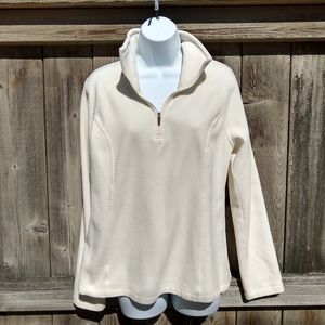 EUC Lands End Cream Fleece 3/4 Zip Sz M